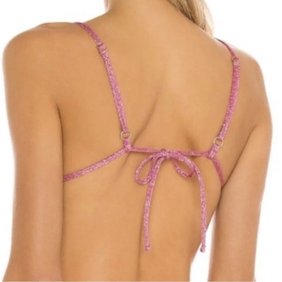 NWT Revolve L*space Brittany Bikini Top Bubblegum Pink Shimmer - Picture 3 of 13